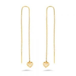 Diamond Heart Threader Earrings