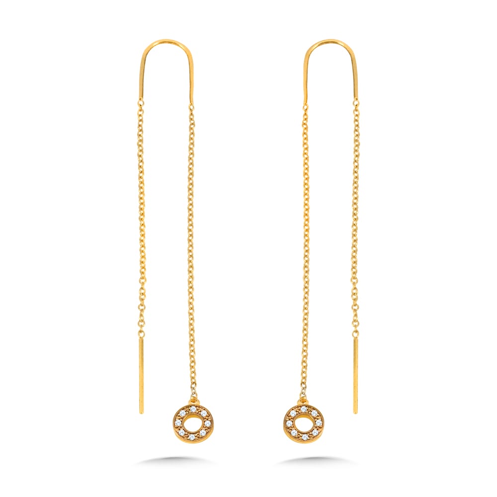 Diamond Circle Threader Earrings