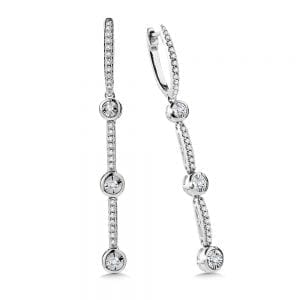 Bezeled Diamond-Faceted Diamond Earrings