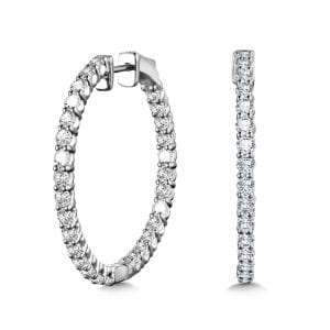 Bold Front-Facing Round Diamond Hoop Earrings