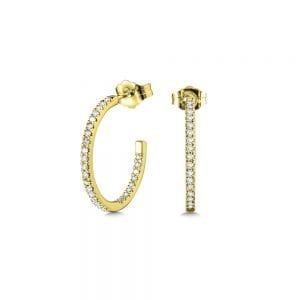 C-Shaped Diamond Hoop Earrings