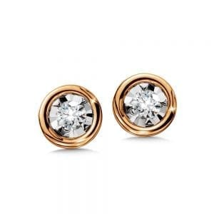 Bezeled Diamond Star Solitaire Stud Earrings