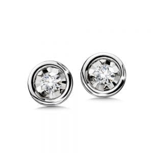 Bezeled Diamond Star Solitaire Stud Earrings