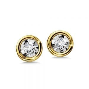 Bezeled Diamond Star Solitaire Stud Earrings