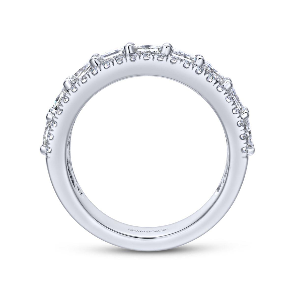 Wide 14K White Gold Princess Cut Fancy Diamond Anniversary Band - Image 2