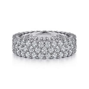 Wide 14K White Gold Diamond Pavé Eternity Band
