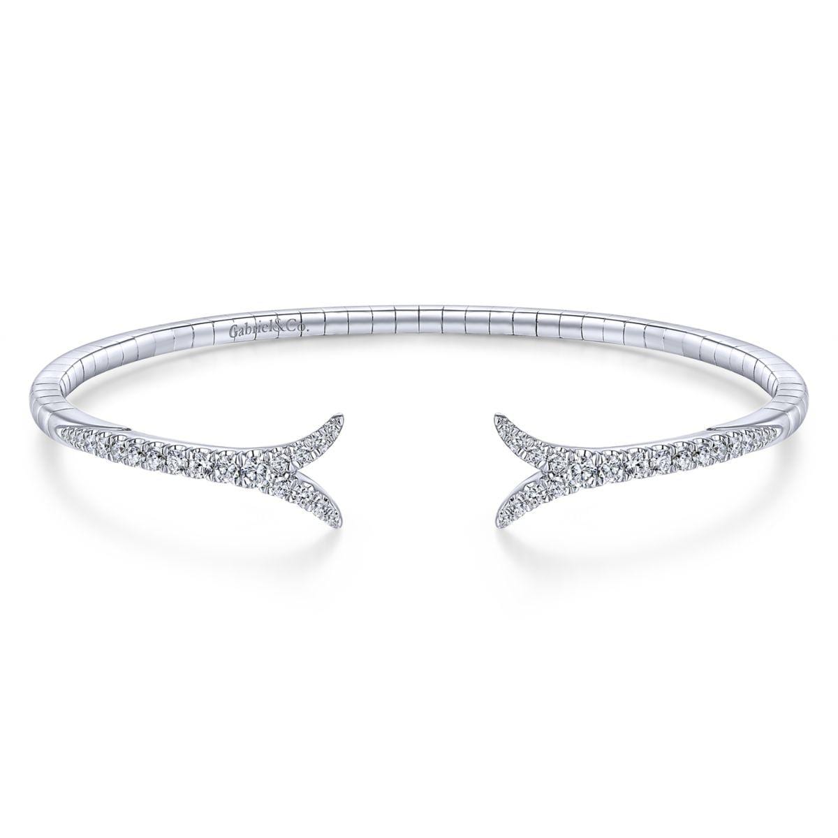 14K White Gold Split Diamond Bangle