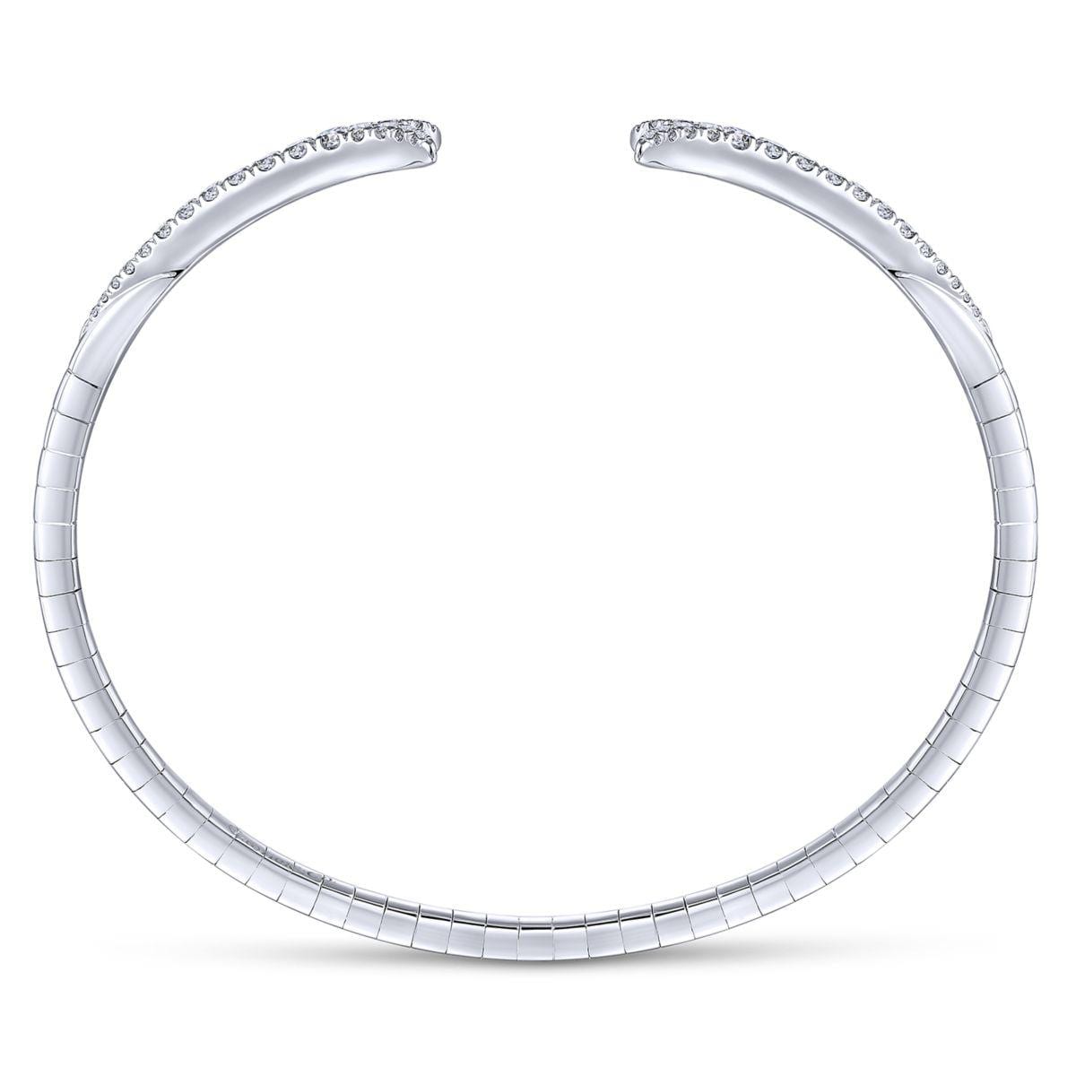 14K White Gold Split Diamond Bangle - Image 3