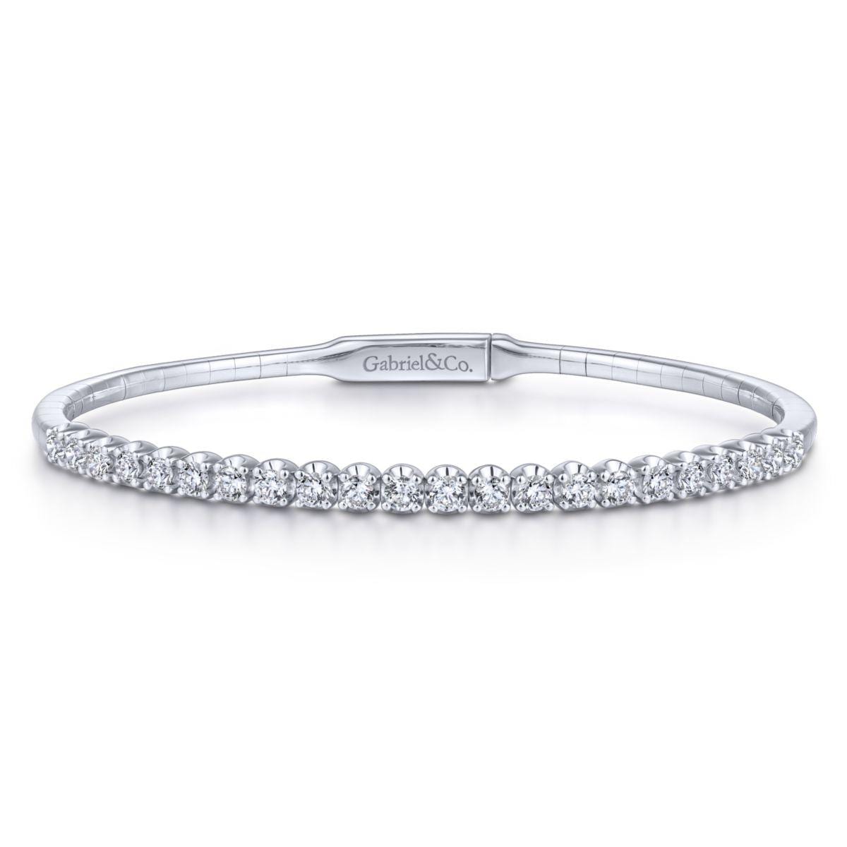14K White Gold Diamond Bangle