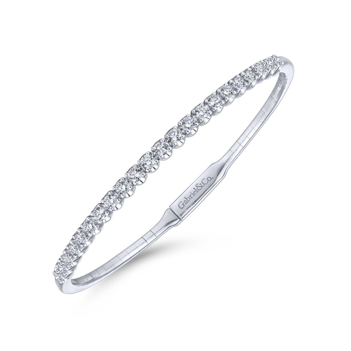 14K White Gold Diamond Bangle - Image 2