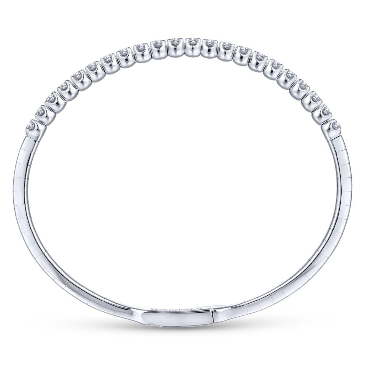14K White Gold Diamond Bangle - Image 3