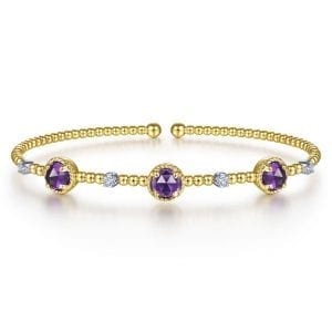 14K White-Yellow Gold Diamond & Fashion Bangle