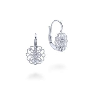 925 Sterling Silver White Sapphire Vintage Inspired Openwork Drop Earrings