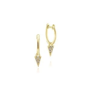 14K Yellow Gold Pavé 10mm Diamond Spike Drop Earrings