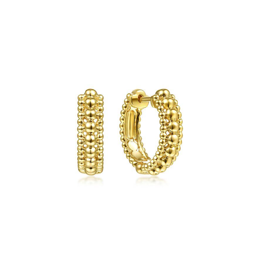 14K Yellow Gold 15mm Bujukan Huggie Earrings