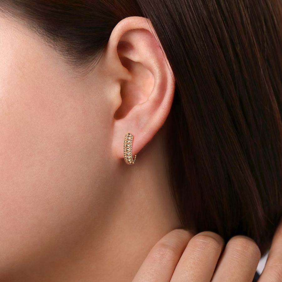 14K Yellow Gold 15mm Bujukan Huggie Earrings - Image 2