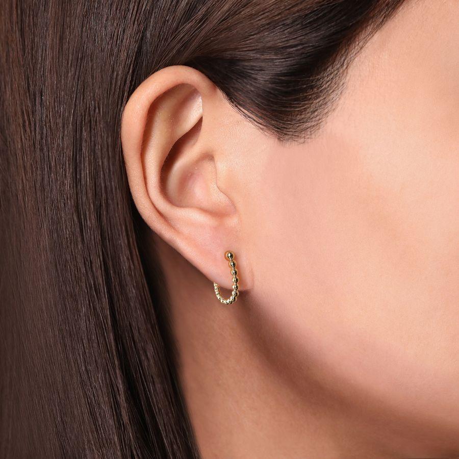14K Yellow Gold 15mm Bujukan Huggie Earrings - Image 2