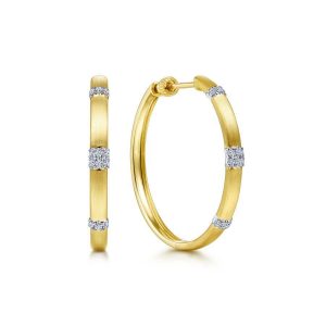 14K White-Yellow Gold 30MM Diamond Earrings