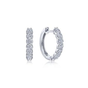 14K White Gold 15MM Diamond Earrings