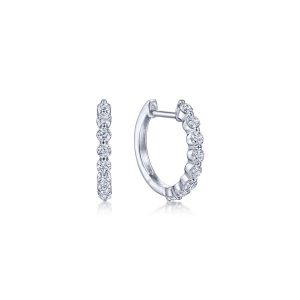14K White Gold 15MM Diamond Earrings