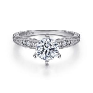 14K White Gold Round Diamond Engagement Ring