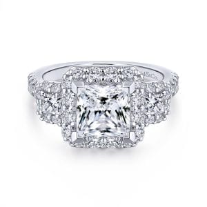 14K White Gold Princess Cut Diamond Engagement Ring