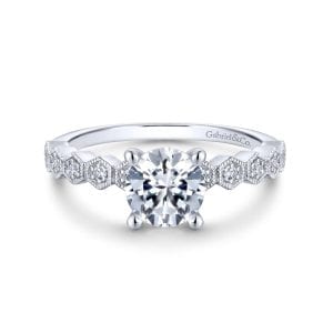 14K White Gold Round Diamond Engagement Ring