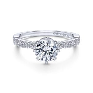 14K White Gold Round Diamond Engagement Ring