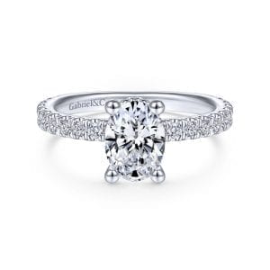 14K White Gold Hidden Halo Oval Diamond Engagement Ring