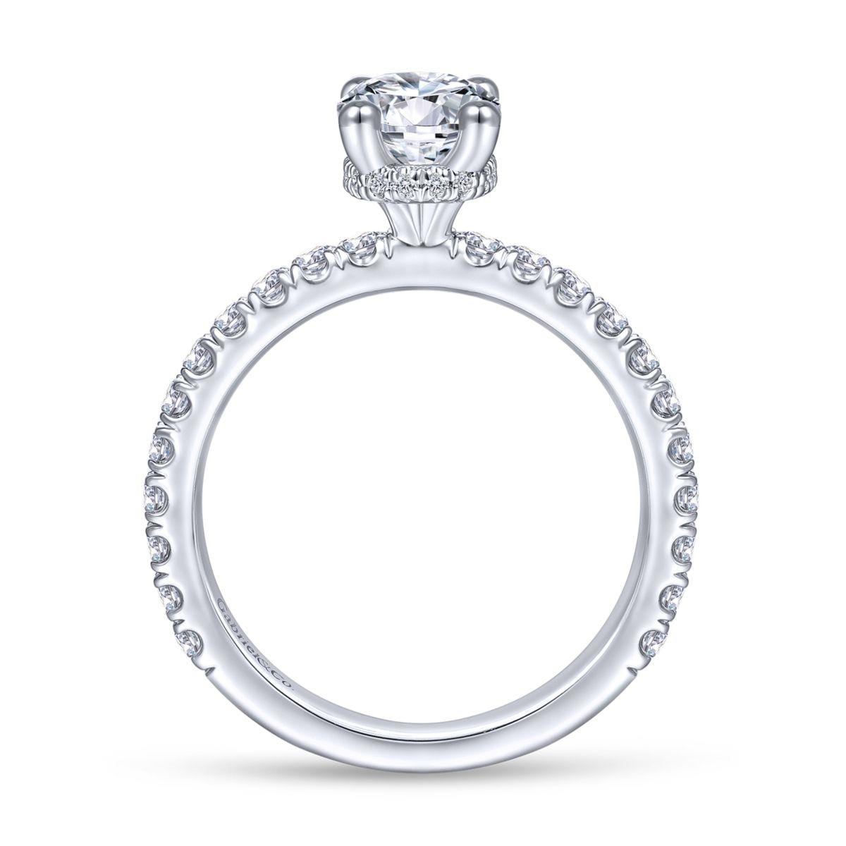 14K White Gold Hidden Halo Oval Diamond Engagement Ring - Image 2