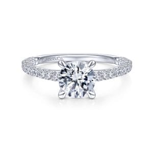 14K White Gold Round Diamond Engagement Ring