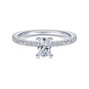 14K White Gold Oval Diamond Engagement Ring