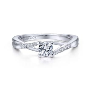 14K White Gold Round Diamond Engagement Ring