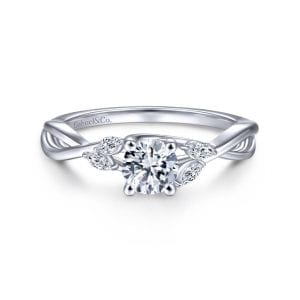 14K White Gold Round Diamond Engagement Ring