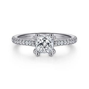 14K White Gold Cushion Cut Diamond Engagement Ring