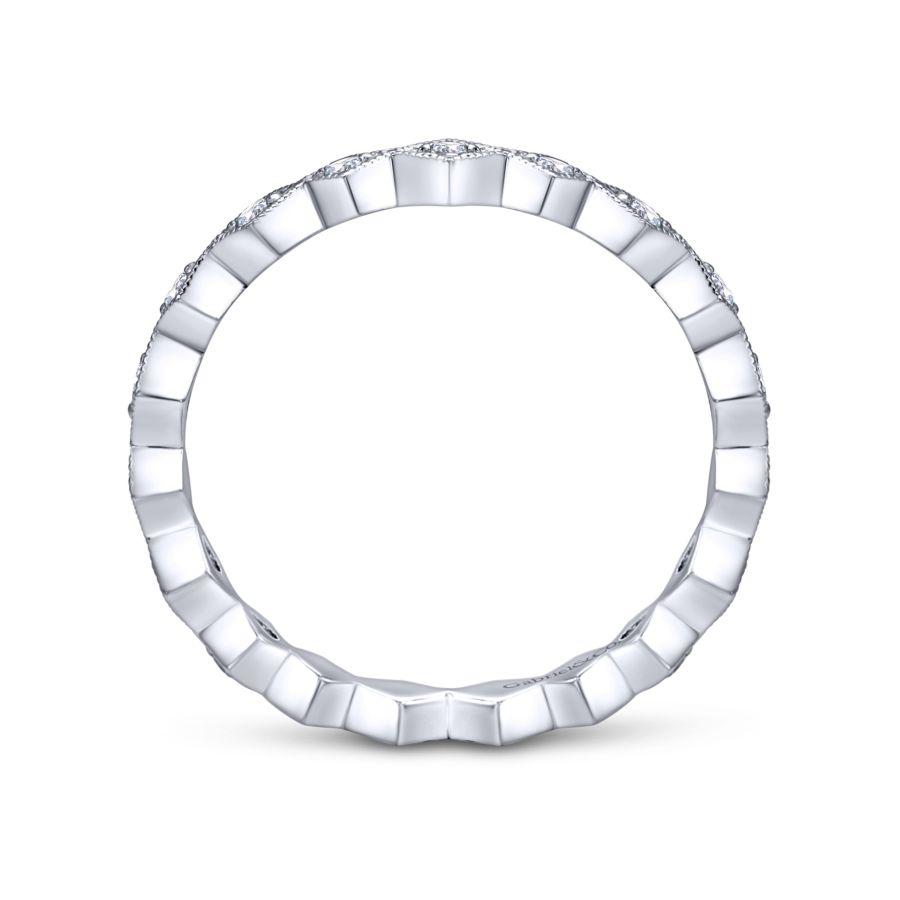 14K White Gold Geometric Diamond Stackable Ring - Image 2