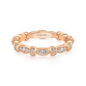 14K Rose Gold Geometric Stackable Diamond Ring