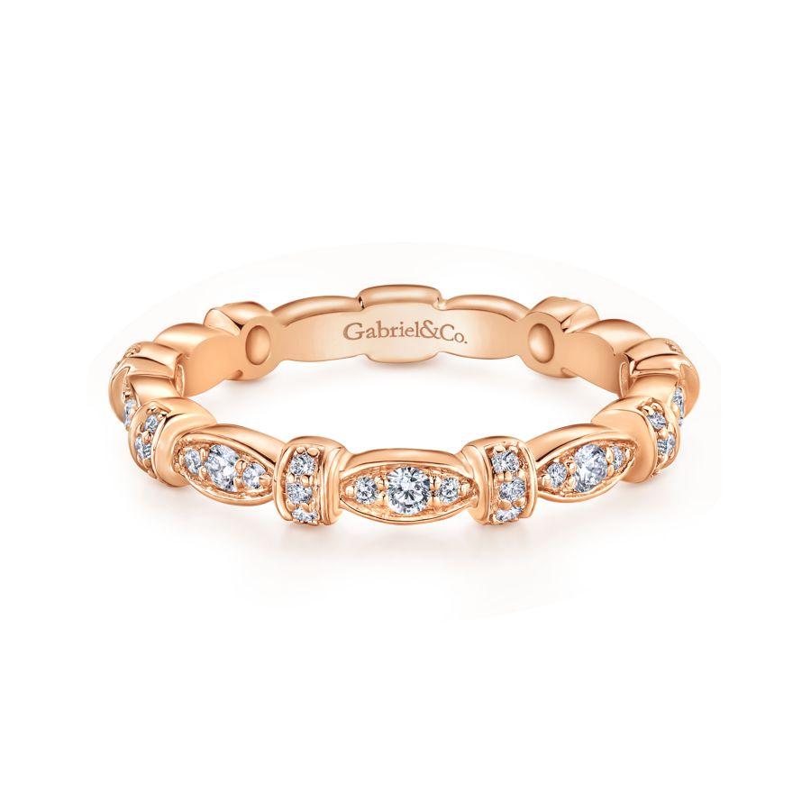 14K Rose Gold Geometric Stackable Diamond Ring