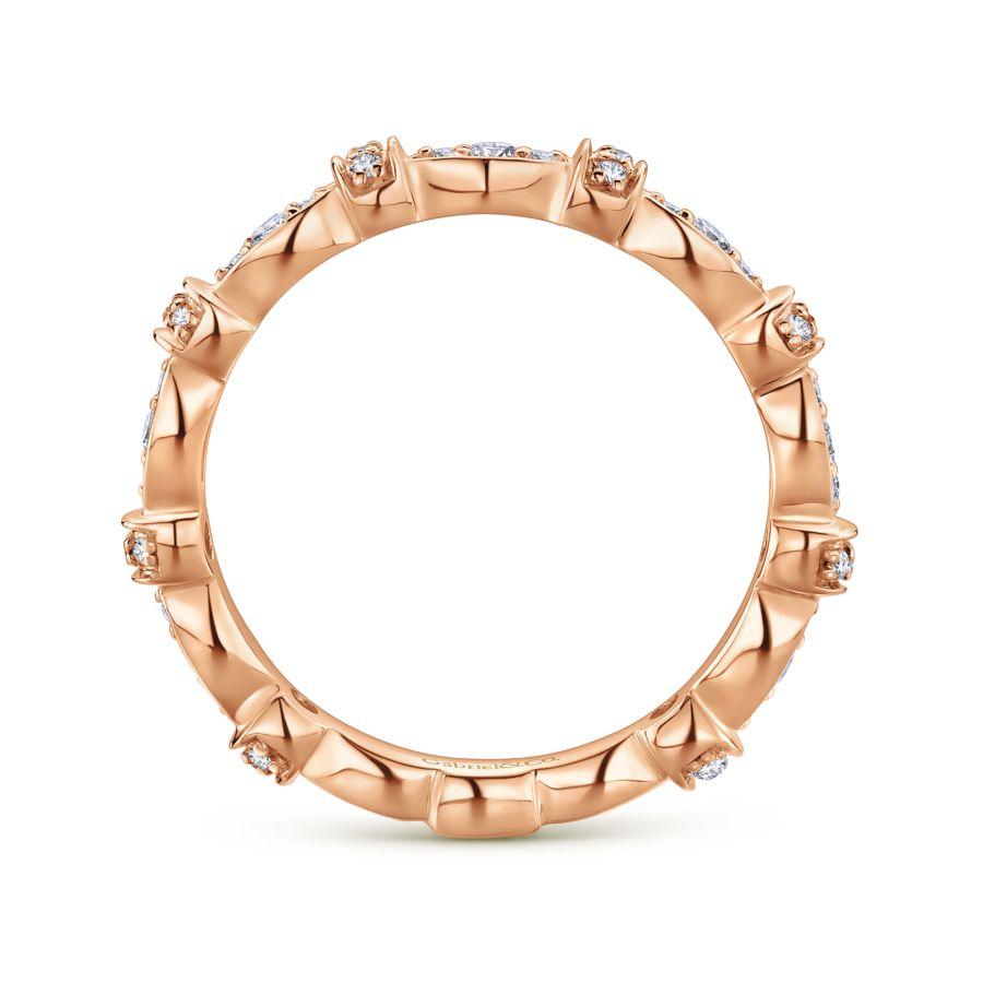 14K Rose Gold Geometric Stackable Diamond Ring - Image 2