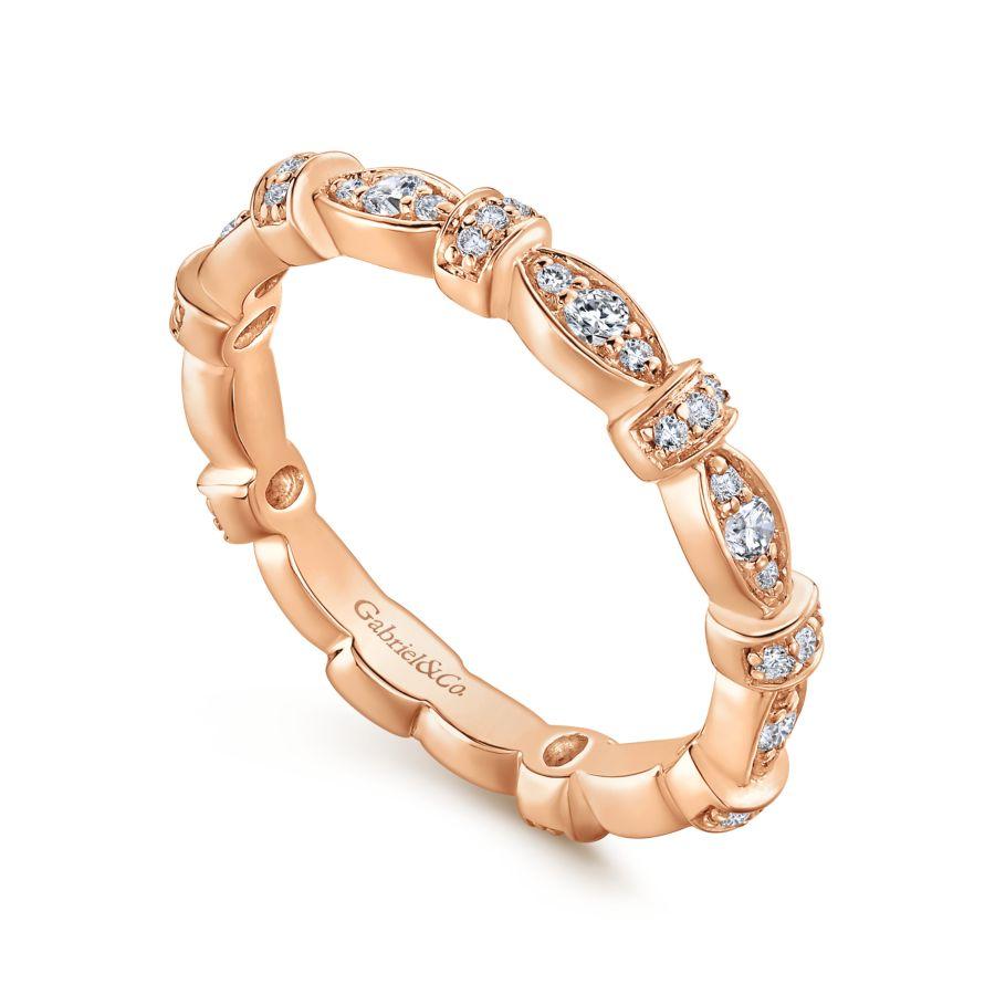 14K Rose Gold Geometric Stackable Diamond Ring - Image 3