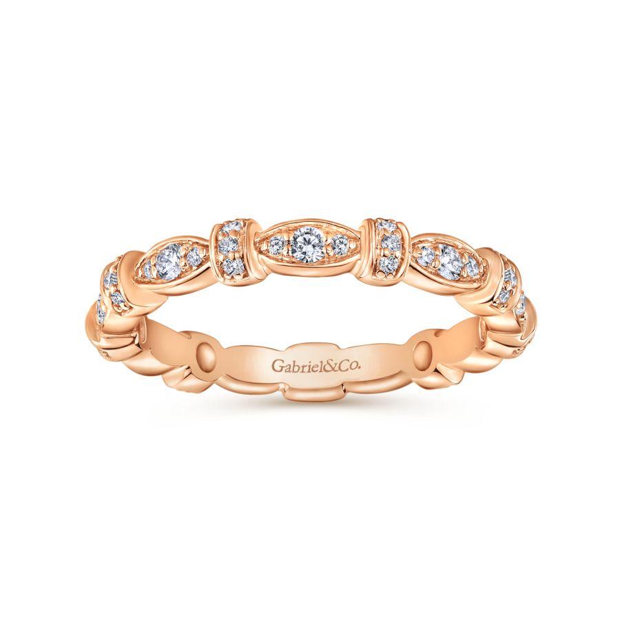 14K Rose Gold Geometric Stackable Diamond Ring - Image 4