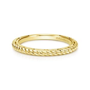 14K Yellow Gold Twisted Rope Stackable Ring