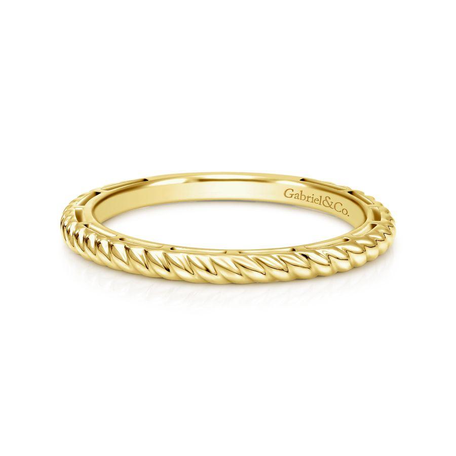 14K Yellow Gold Twisted Rope Stackable Ring