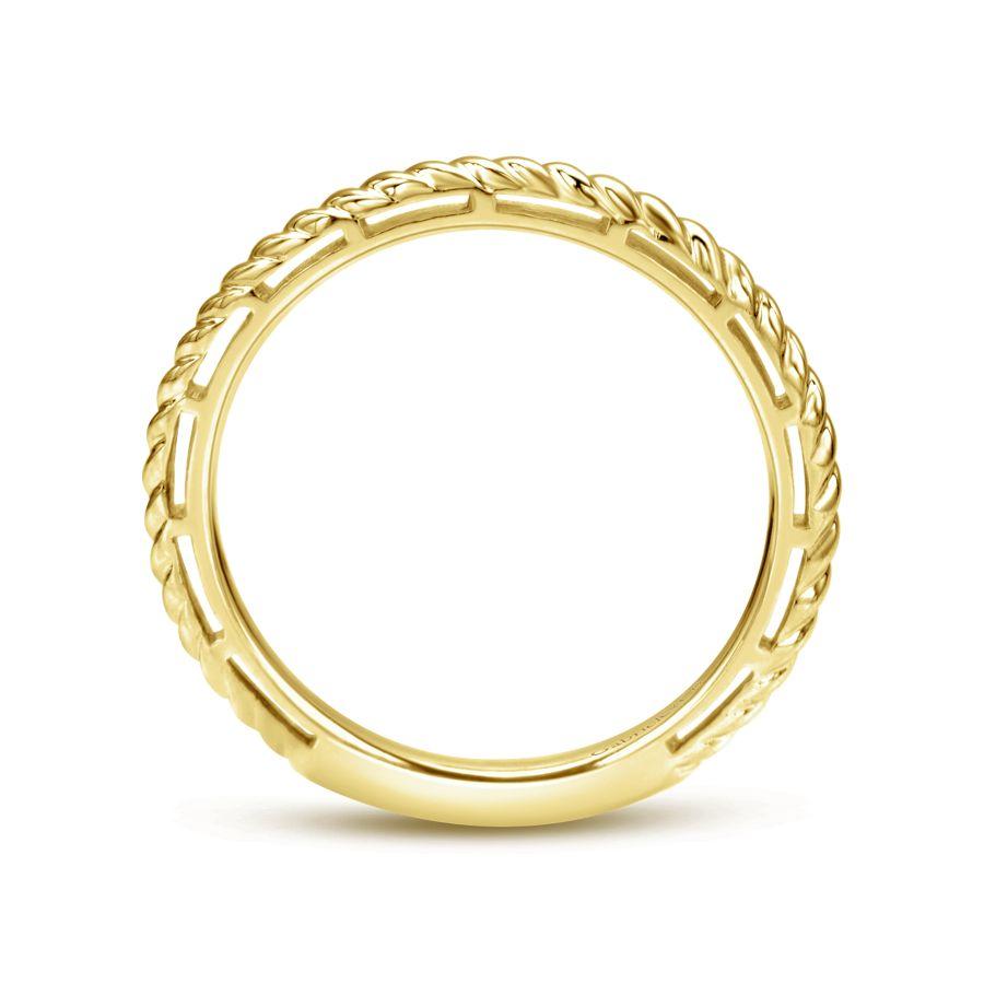 14K Yellow Gold Twisted Rope Stackable Ring - Image 2