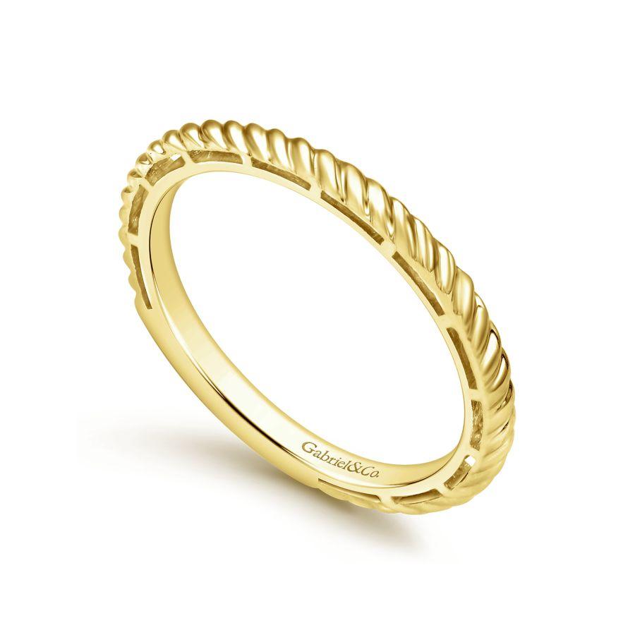 14K Yellow Gold Twisted Rope Stackable Ring - Image 3