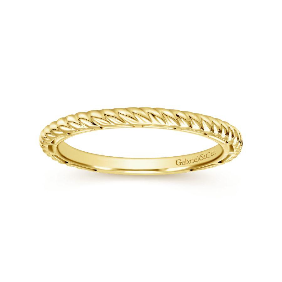14K Yellow Gold Twisted Rope Stackable Ring - Image 4