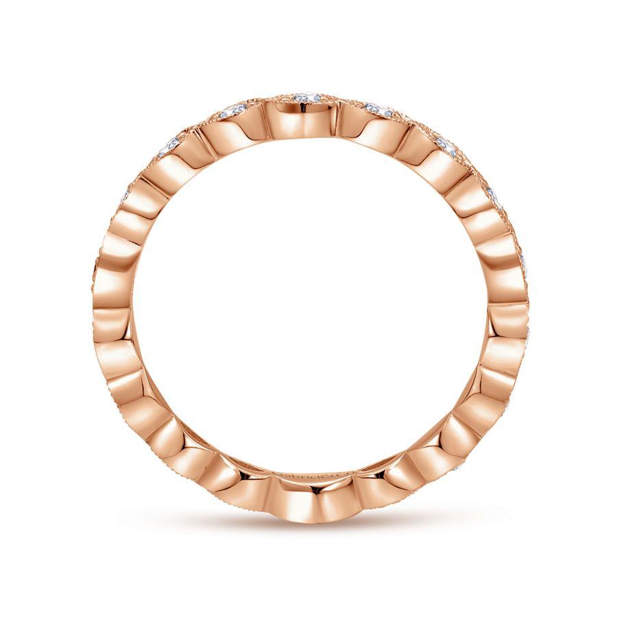 14K Rose Gold Marquise Station Diamond Stackable Ring - Image 2