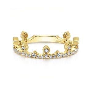 14K Yellow Gold Diamond Crown Ring