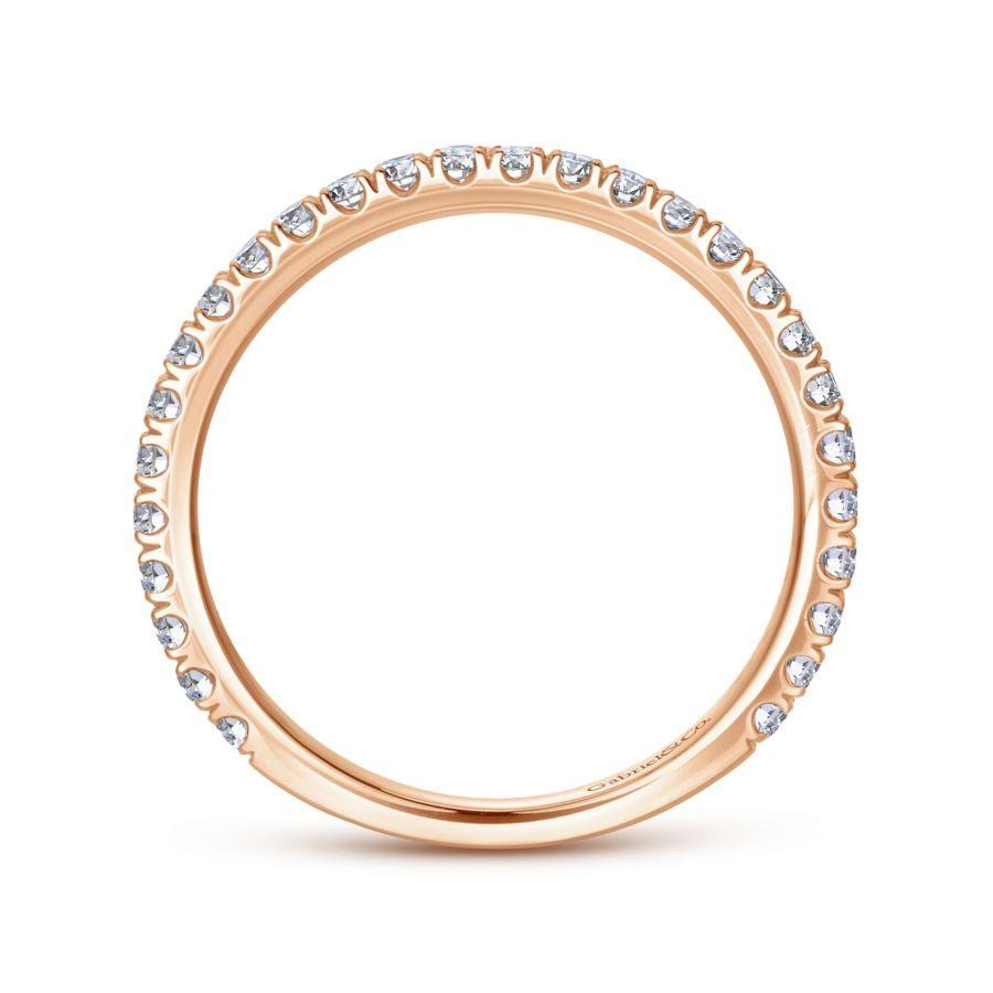 14K Rose Gold Scalloped Diamond Stackable Ring - Image 2