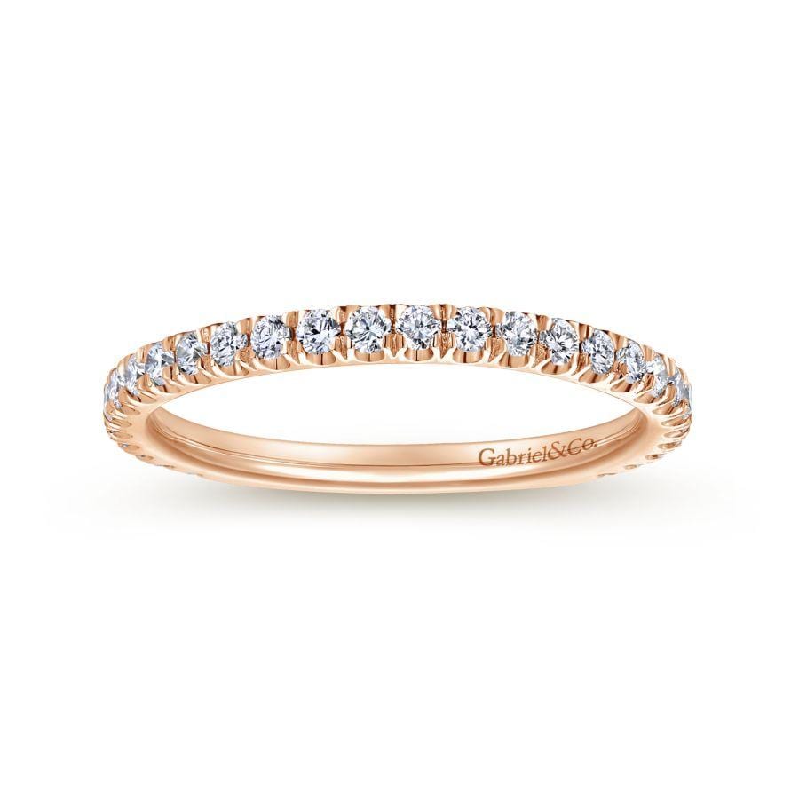 14K Rose Gold Scalloped Diamond Stackable Ring - Image 4
